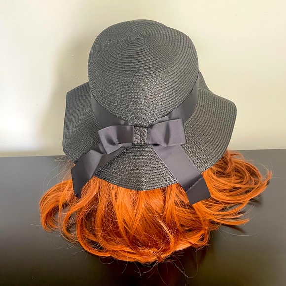 Gold Insects on Gold Flowers Black Summer Hat - Picture 5 of 8